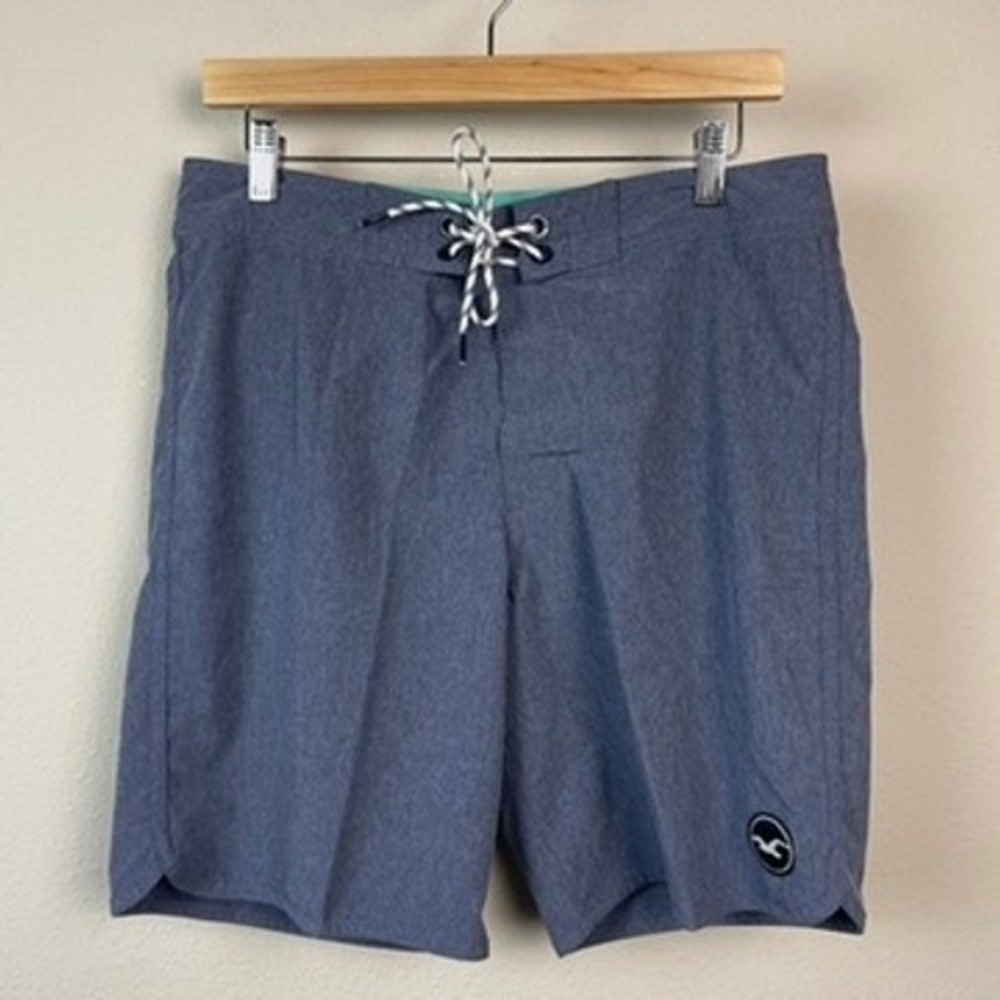 Hollister Board Shorts Mens 26 Blue‎ Heathered Swim Trunks Zip Pocket Surfwear